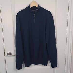 Robert Graham Sweater Men's L Blue Cotton Classic Fit 1/4  Cotton Preppy Dapper